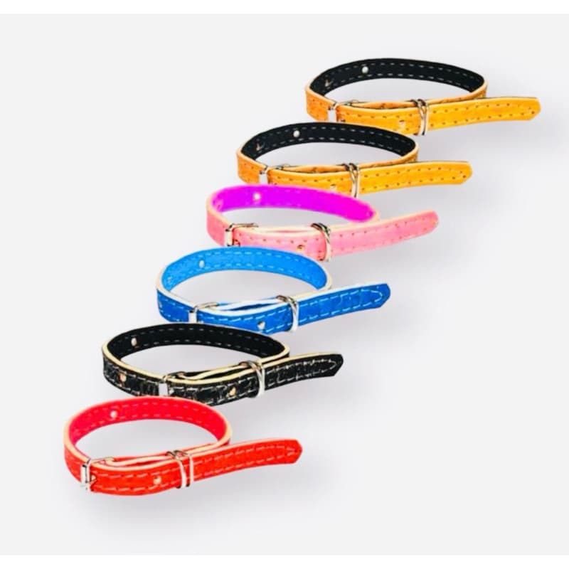 Coleira de couro forrado ajustável para cães pequeno médio e grande porte resistente