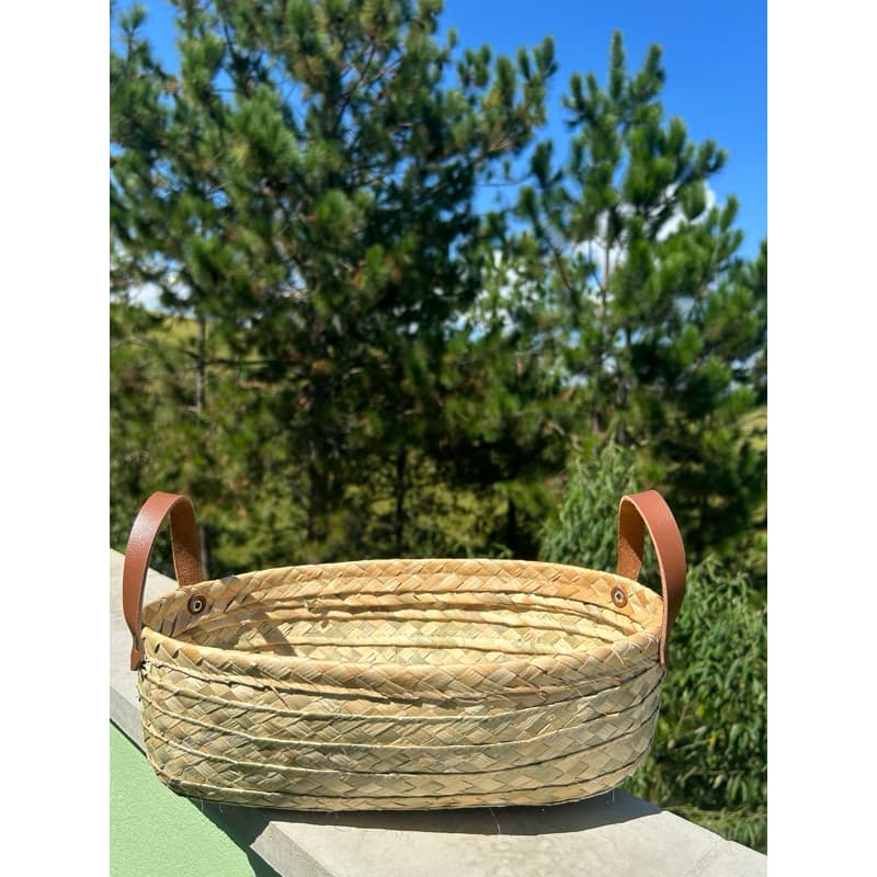 Cesto Oval de Palha Artesanal  Organizador Multiuso e Decoração Rústica Cachipot