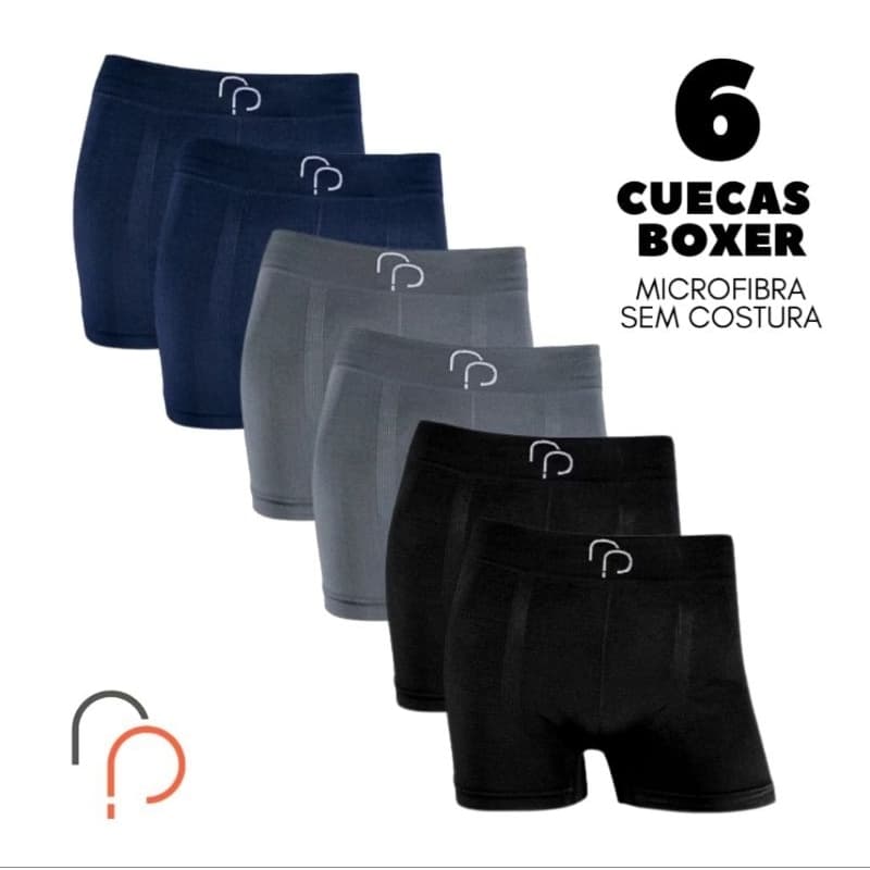 kit 6 Cueca Boxer Masculino Adulto  Microfibras sem Costura Totalmente Confortável não Marca