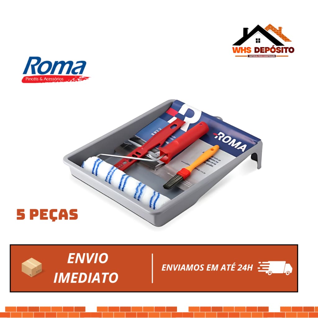 KIT PARA PINTURA ROLO LÃ FIBRAS 5 PEÇAS 685/09 - ROMA