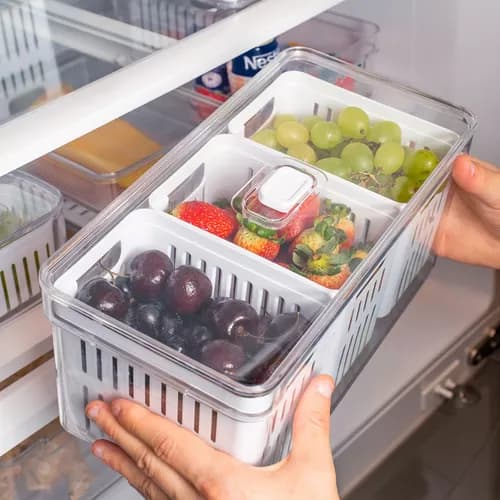 Organizador Com 3 Cestos 5l Clear Fresh - Cozinha Geladeira