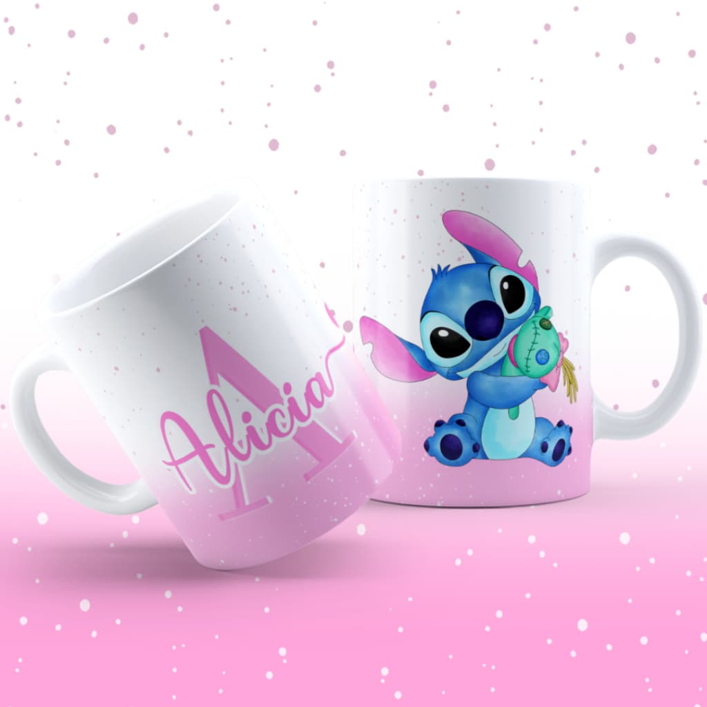 Caneca de Porcelana Personalizada Stich - Foto ou Nome