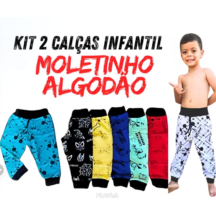 Kit 2 Calça Infantil Menino de Moletinho de Algodão ENVIO IMEDIATO