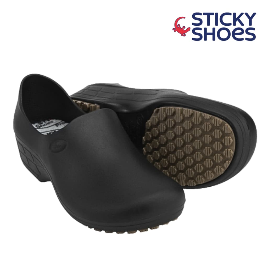 Sapato Sticky Shoes Feminino Preto/Branco, Antiderrapante Clínicas Hospitais Cozinhas e Enfermagem