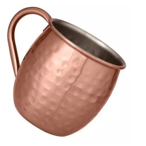 Caneca Moscow Mule Clink Aço Inox Acabamento em Cobre Martelado Casa Bar Vintage Bebida Festa