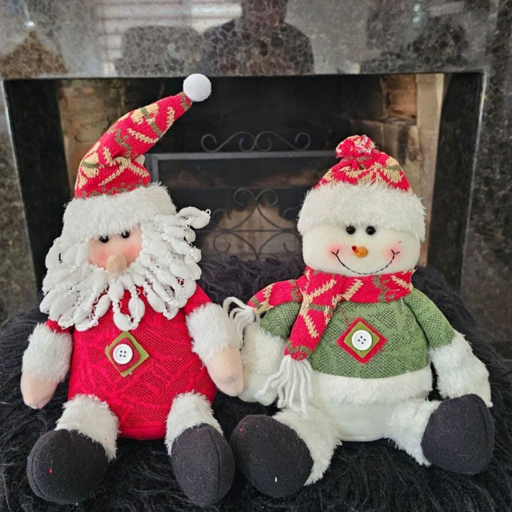 Boneco Papai Noel e  Boneco De Neve  Kit  2 Unidades
