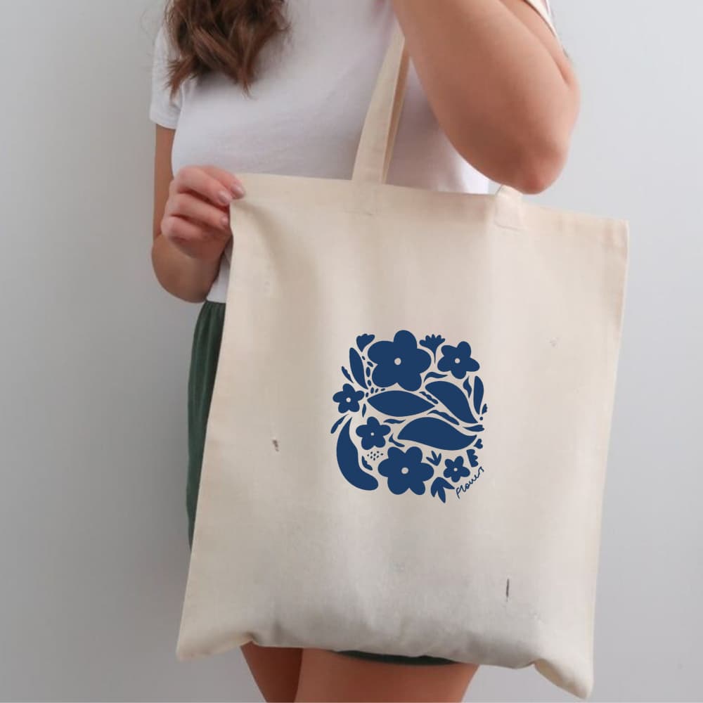 Bolsa Ecológica Ecobag  "FLOR - AZUL" - 100% algodão