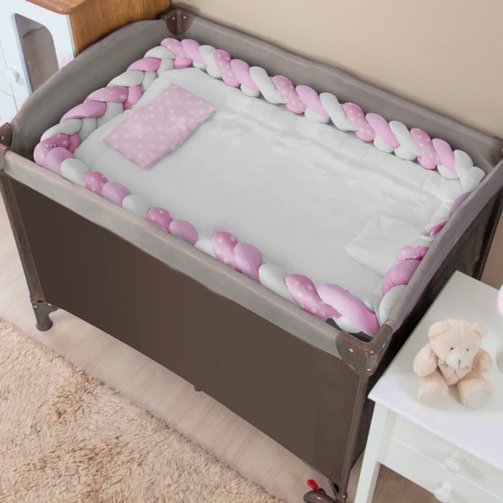 Kit Berço 5 Peças Para Bebê Menino Menina Com Trança Protetor de Chiqueirinho 100%Algodão