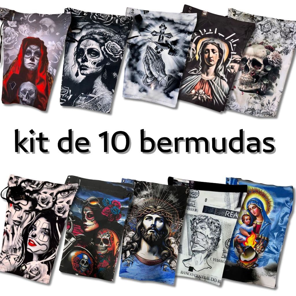 kit 10 bermudas elastano estampadas \secagem rápido