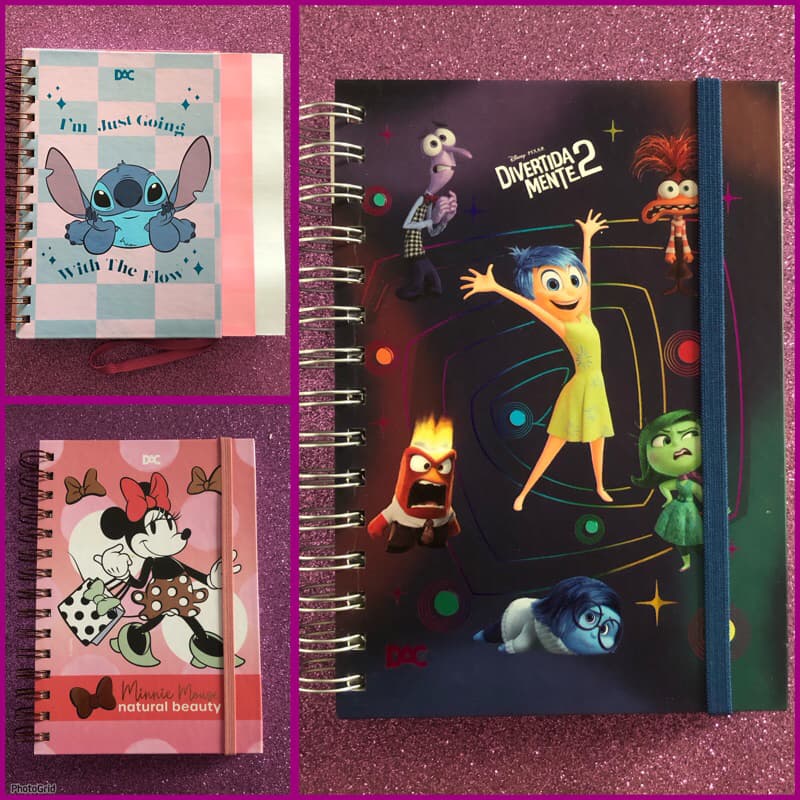 Caderno Smart mini DAC Baby Yoda Star Wars Minnie Stitch Disney 100 anos Divertidamente folhas divisórias reposicionável