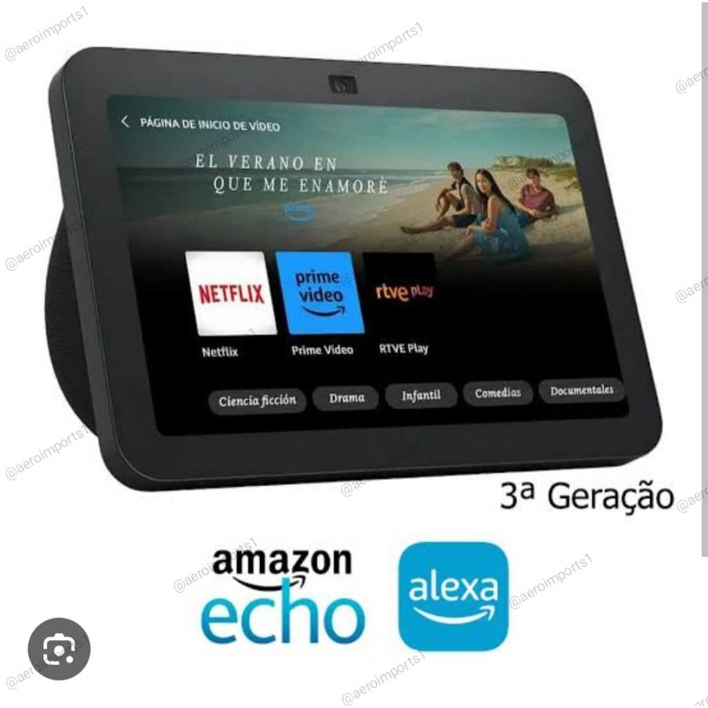 Alexa  com tela Echo Show 8 - 3ª Geração Original 110/220v -Amazon-Echo dot - PRETA