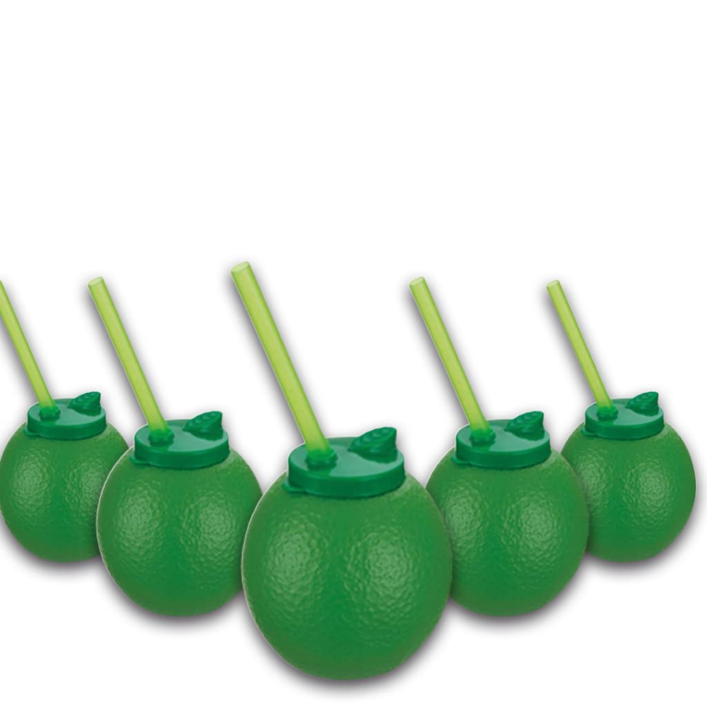 Kit 10 Copos Formato Limão Com Canudo 300ml  Limoneto Limonada Festas Lembrancinhas