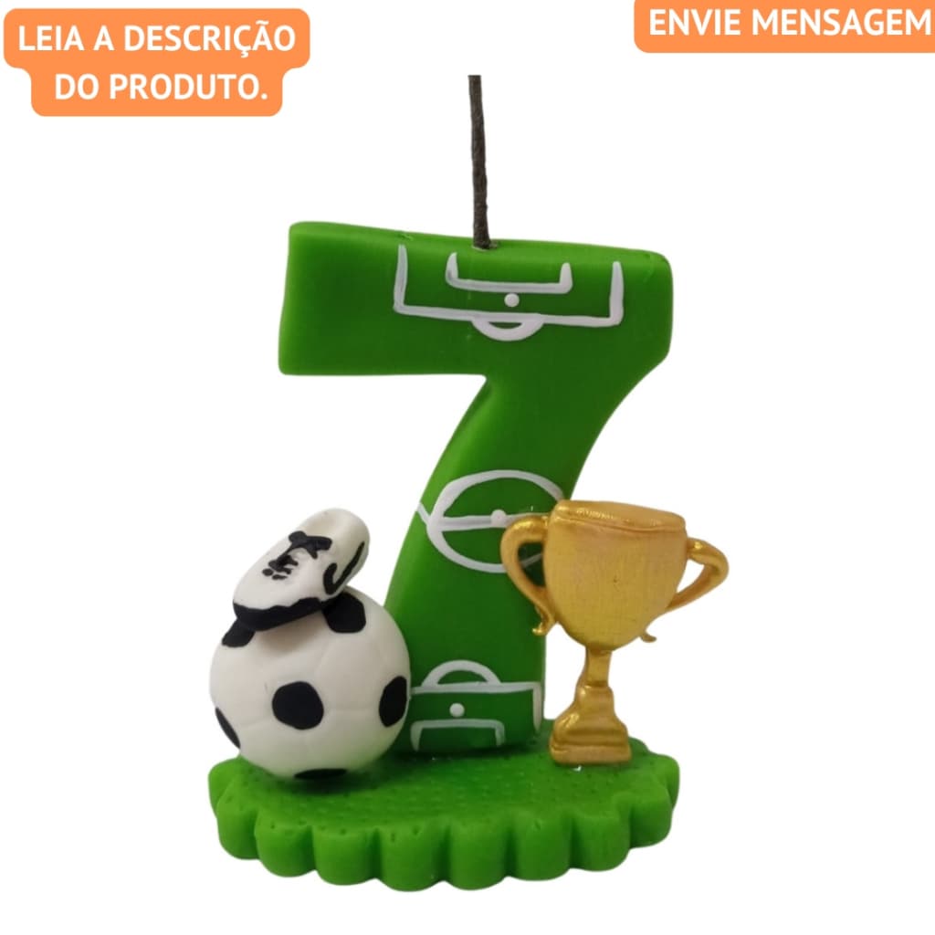 Vela de Aniversário Topo de Bolo em Biscuit Futebol