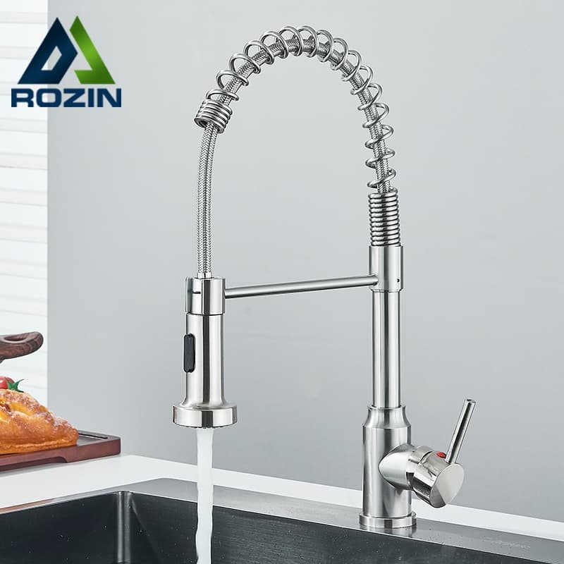 Torneira Cozinha Gourmet De Latão Monocomando Preto Torneira De Bica Dupla Com Spray Extensor