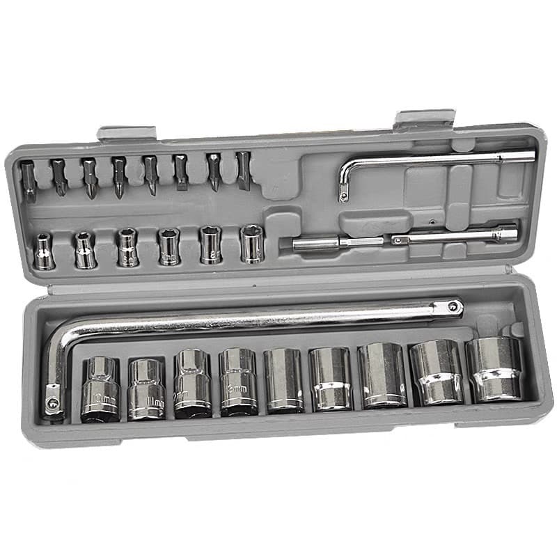Kit Jogo De Ferramentas Soquetes 27 Peças Cromo Vanádio Completo Titanium