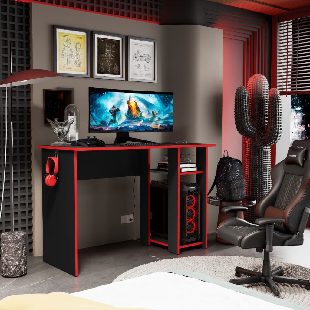 Escrivaninha Mesa Gamer Para Computador Com Espaço Gabinete Escritório Quarto Home Office