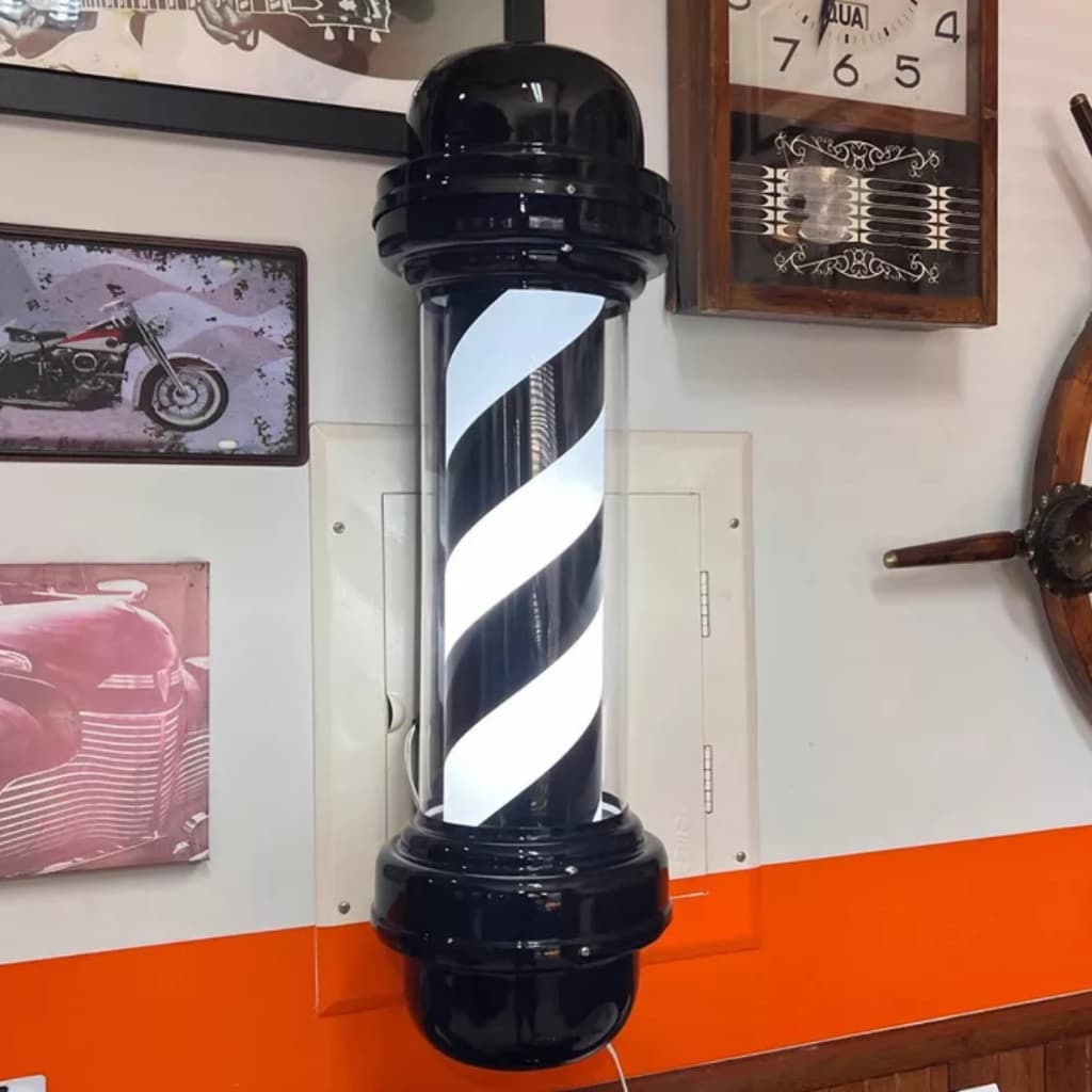 Barber Pole Todo Preto Megan 65cm S/ globo