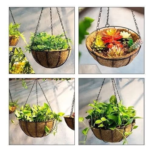 Vaso De Coco Pendente Com Corrente Vaso Suporte Para Plantas Naturais e Artificiais Vasos Para Decoração MÉDIO 15CM