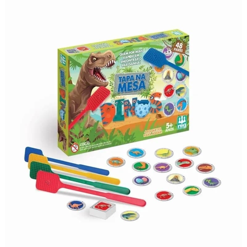 Jogo Tapa na Mesa Dinos Infantil 4 Raquetes