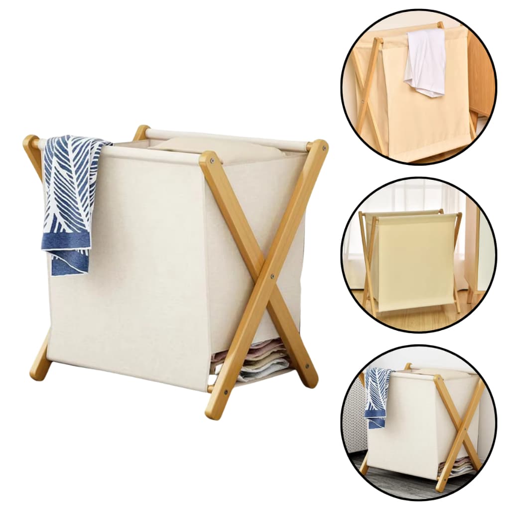 Cesto Organizador Multiuso De Tecido Bambu Brinquedos Roupa Suja Lavanderia Banheiro