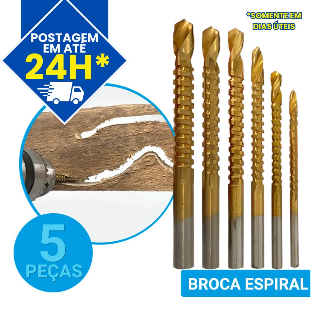 Kit Jogo 6 Brocas Espiral Corte Lateral Hss 3 a 8mm Madeira Metal Gesso Aluminio Ferramentas Carpinteiro Kit de brocas