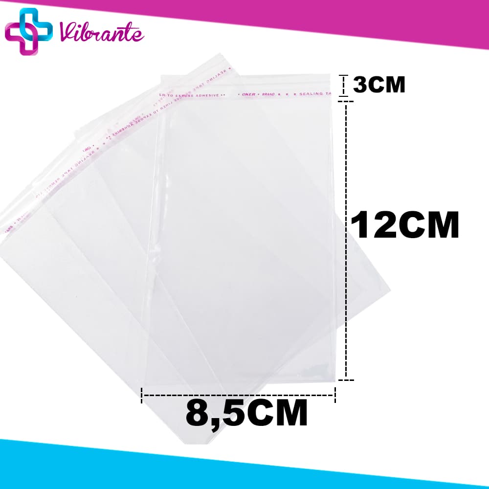 Saco Adesivado 8x12 C/100un - Saquinho Plástico Transparente