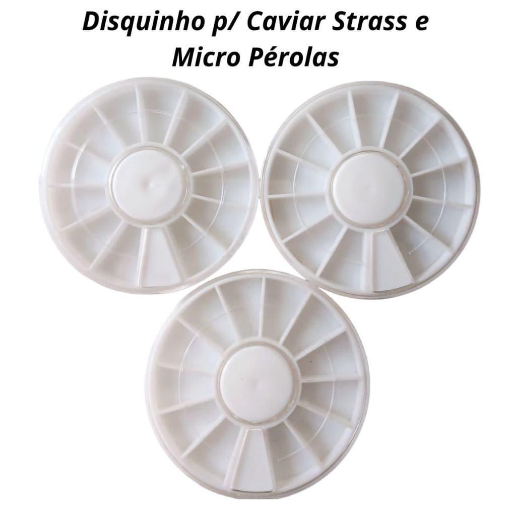 Kit 3/6 Disquinho Caviar Pedraria Strass Organizador Disco 12 Divisórias