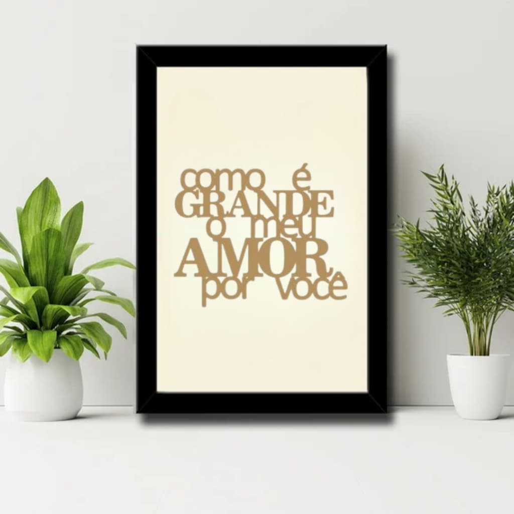 Kit com 2 Como é Grande meu amor por você frase decorativa enfeite aplique recorte madeira enfeite caixa presente lembrancinha centro de mesa dia das mães namorados pais natal amor cesta café