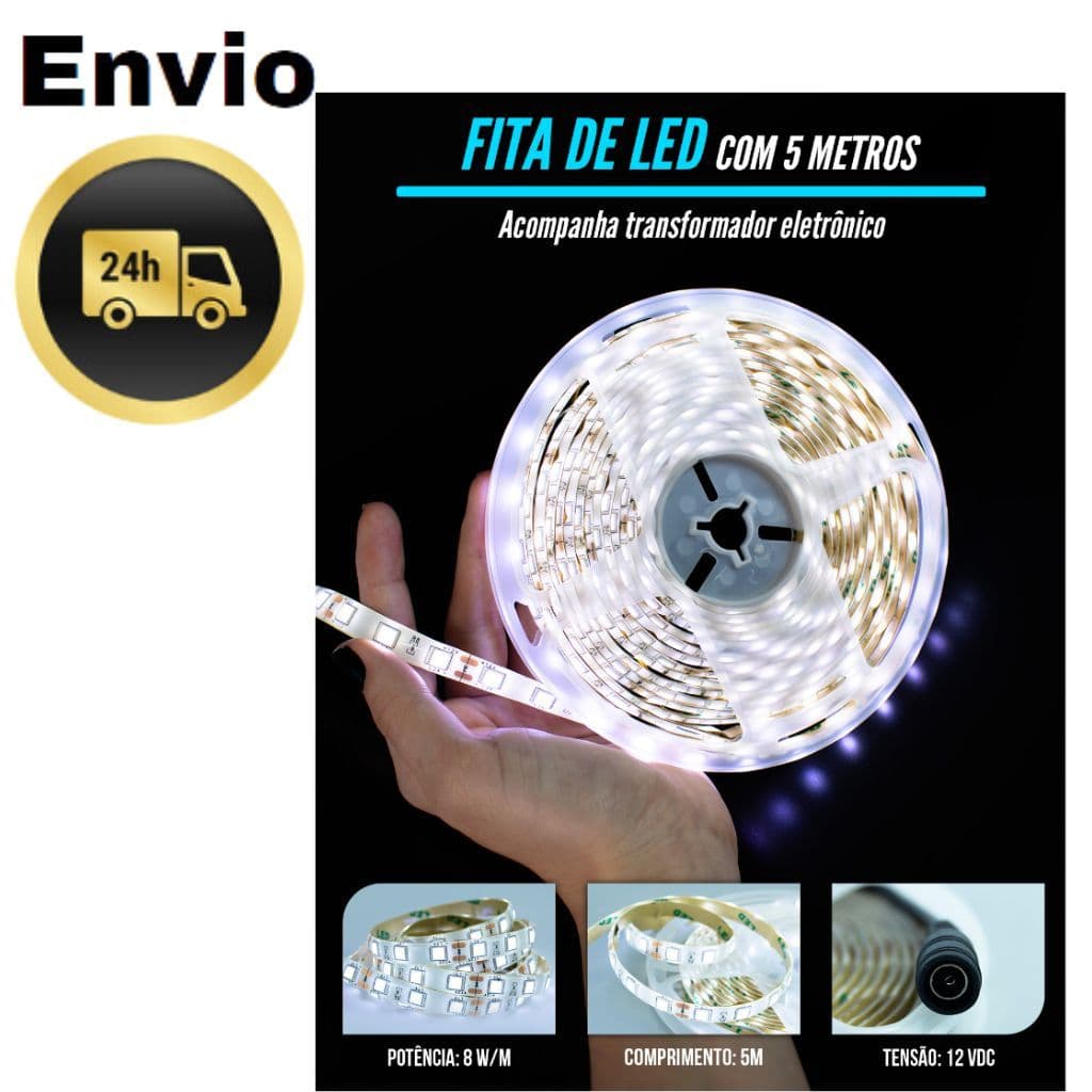 Fita LED Branco Frio com Silicone 5050W