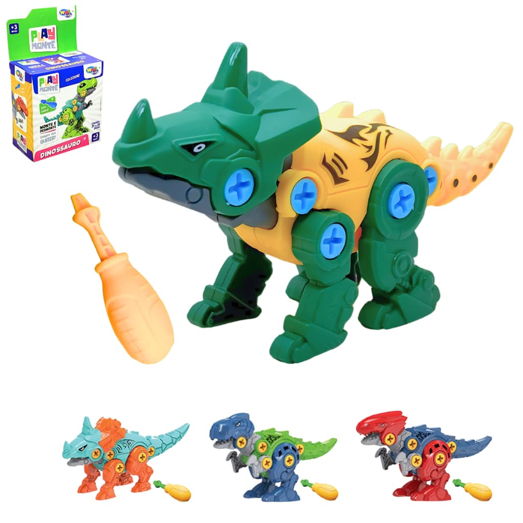 Dinossauro Robô Monta e Desmonta Com Chave Brinquedo Interativo Coleção Sortido Presente 26 Pç