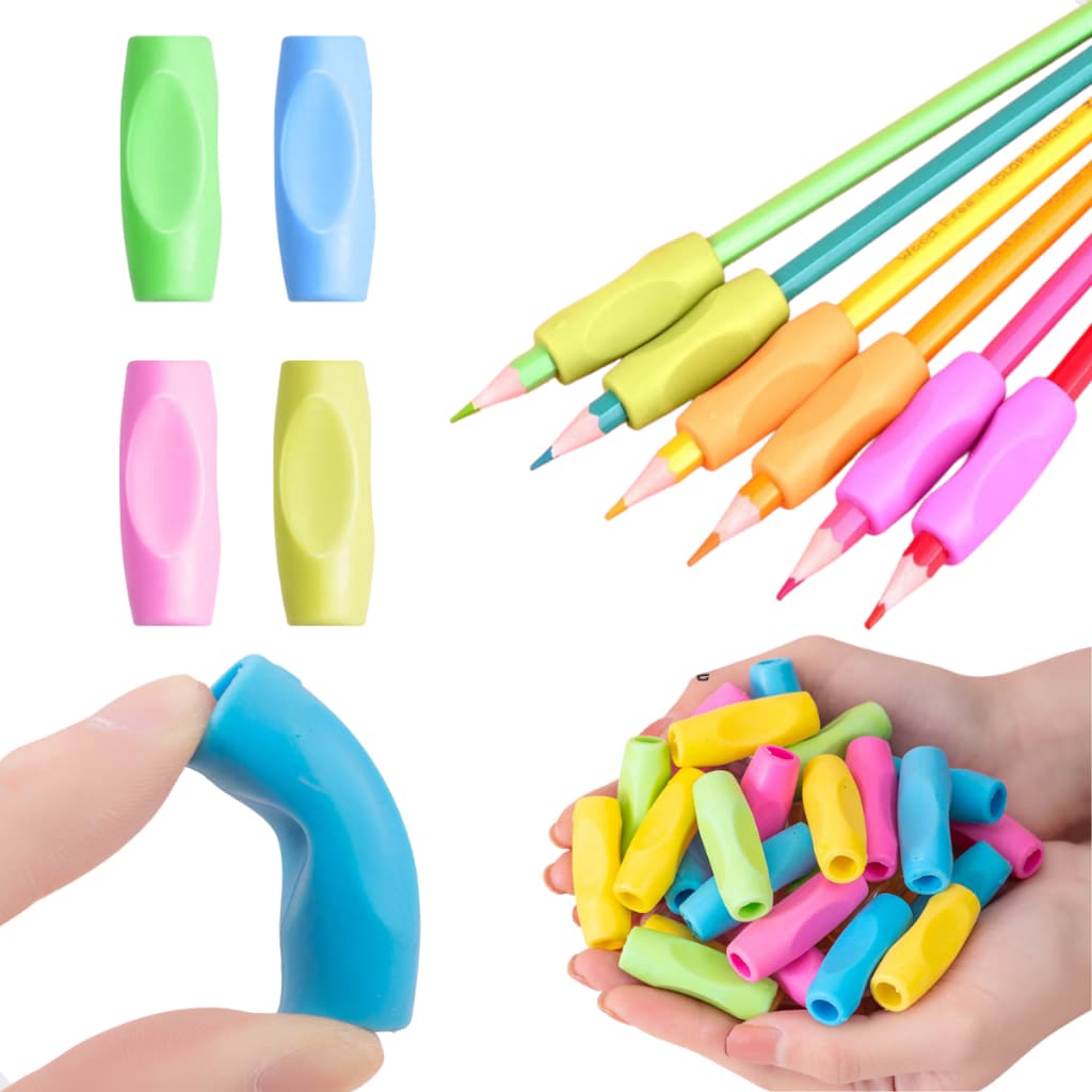 Kit 2 Grip Corretor Apoio De Escrita Ergonômico Conforto Para Escrever Lápis e Caneta Escolar