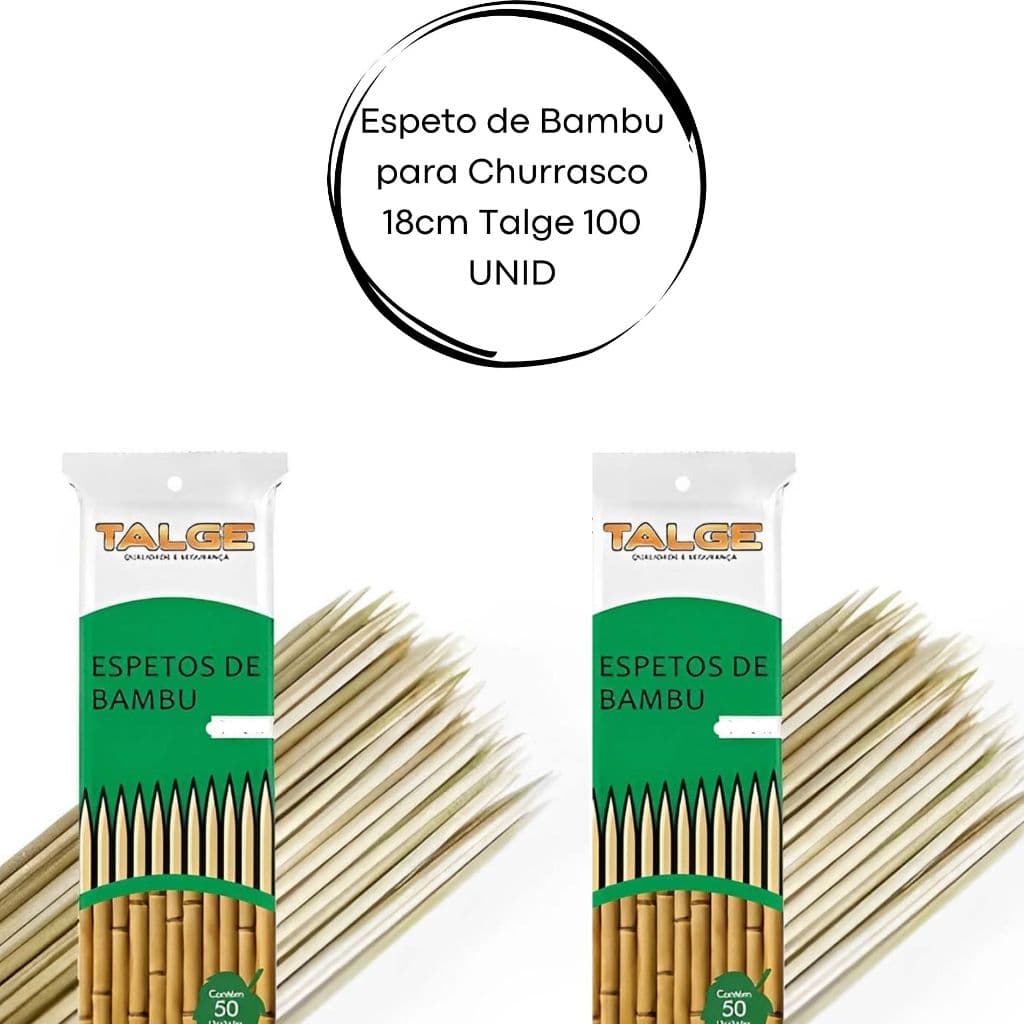 Espeto Ecológico 18cm Talge 100 Unidades para Churrasco e Festas Feito de Bambu Ideal para Espetar Carnes,Frutas