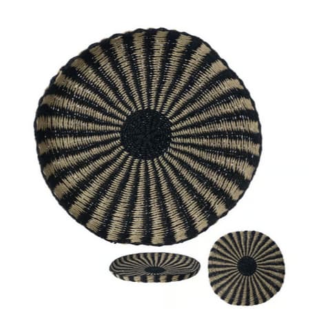 Cesta Decorativa Em Fibra De Papel Bege e Preto 41cm