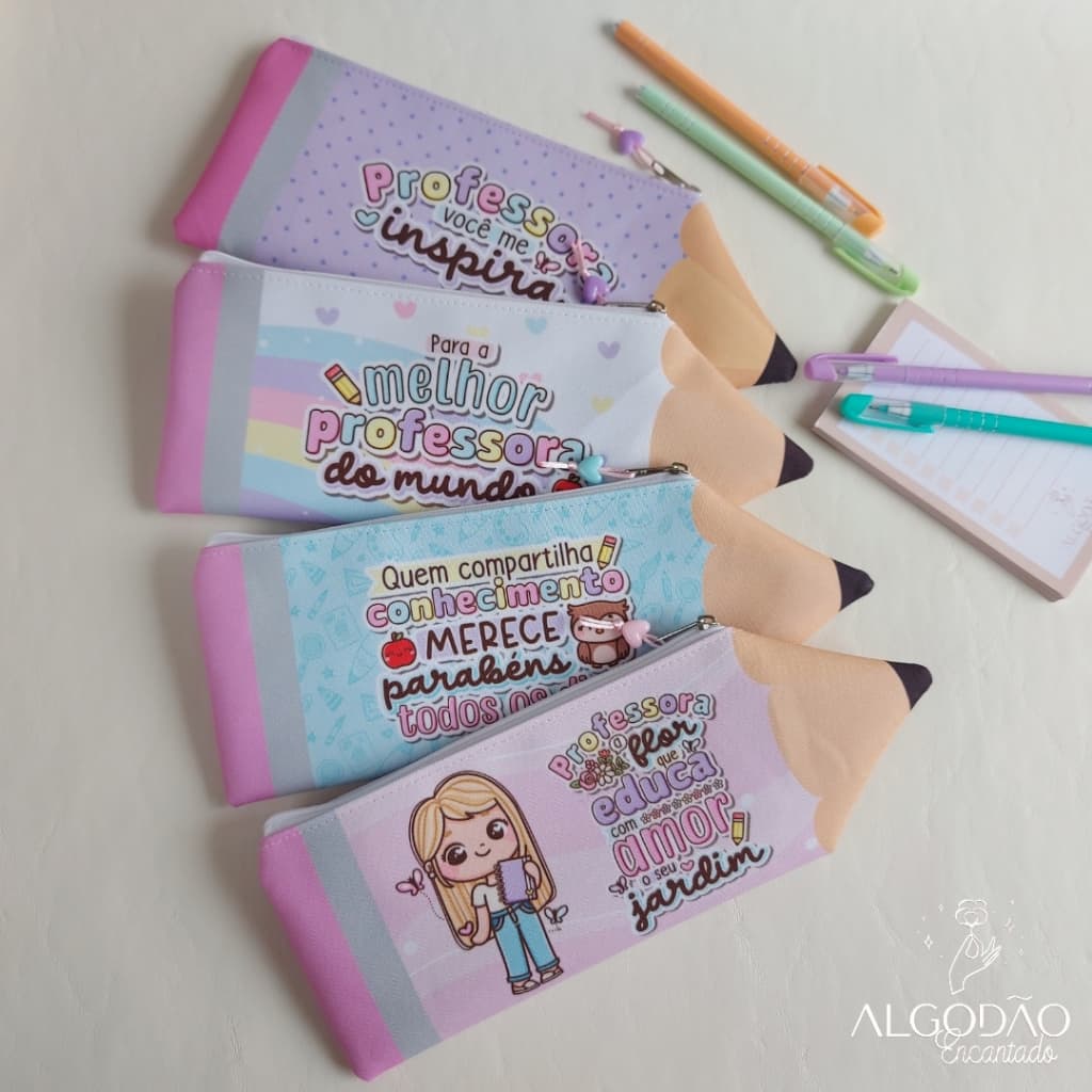 2 Unidades Estojo Lápis Dia dos Professores Personalizado Professora
