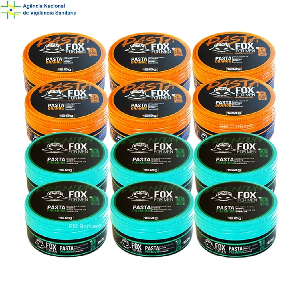 6 Pomada Fox Pasta Premium For Men 150g + 6 Pasta Orange Modeladora 120g - As Mais Vendidas!