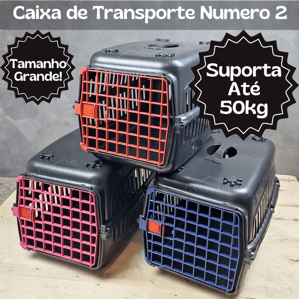 Caixa de Transporte Gato Numero 2 Suporta Até 50kg Para Transporte de Cachorro Colorida Resistente.