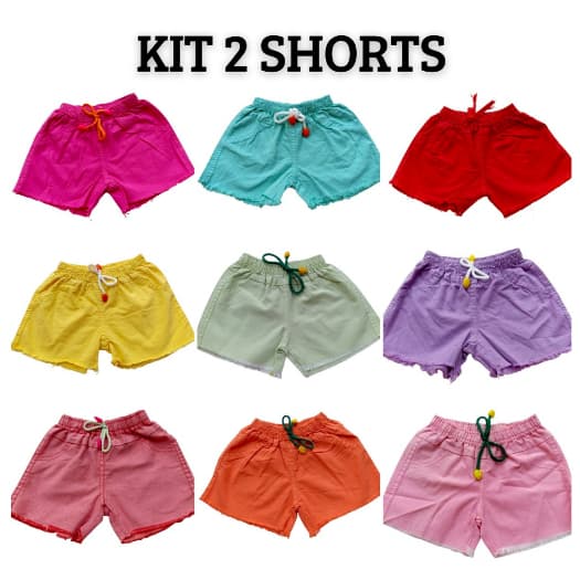 KIT 2 SHORTS JEANS INFANTIL COLORIDO