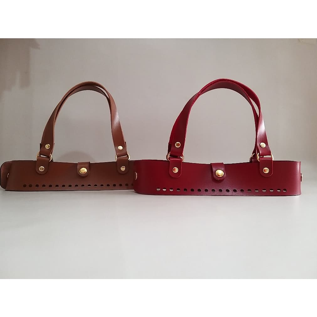 ALÇA SUPERIOR COM LAPELA + FUNDO 30x10 para bolsa de crochê em couro sintético