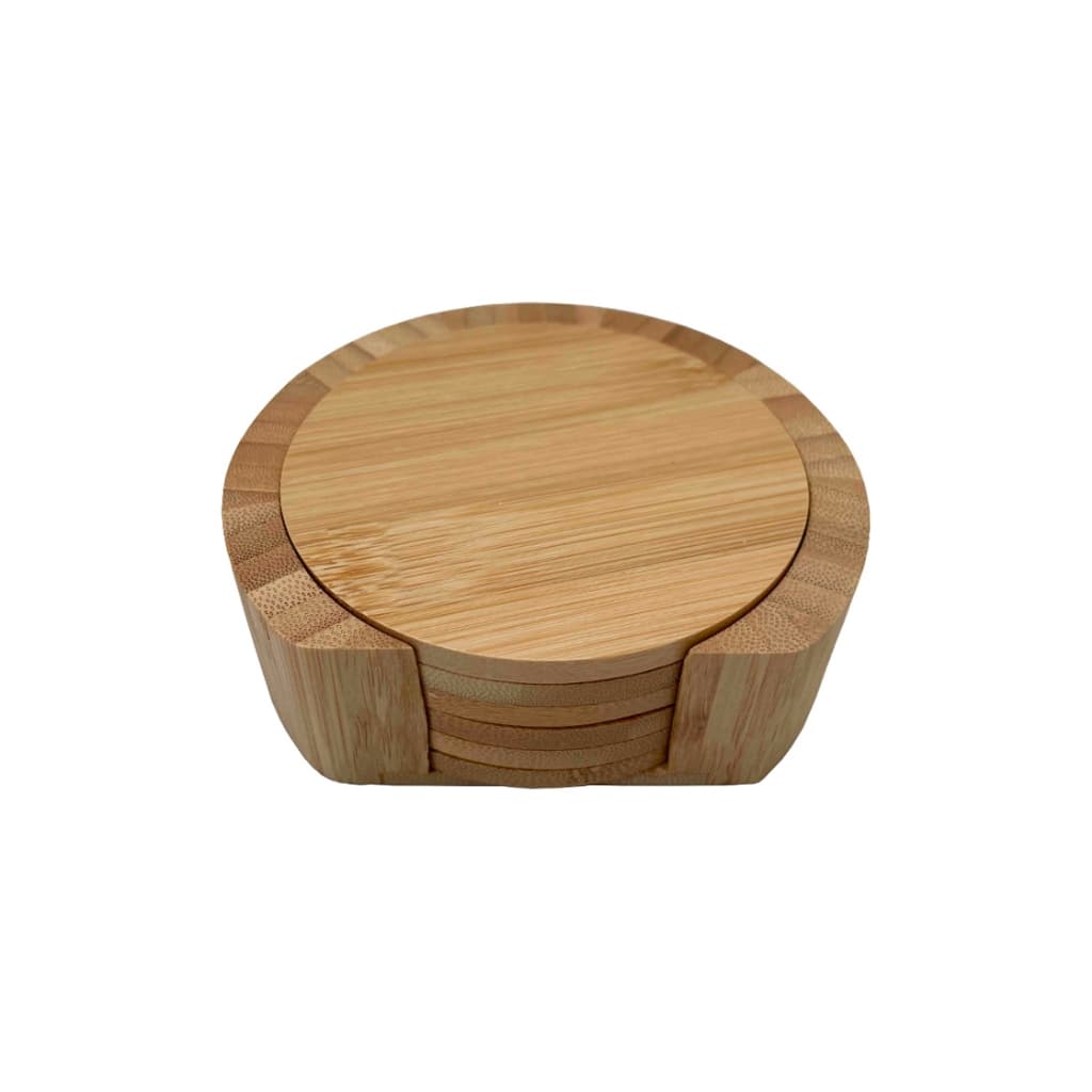 JOGO DE PORTA COPOS REDONDO EM BAMBU 6PCS - OIKOS