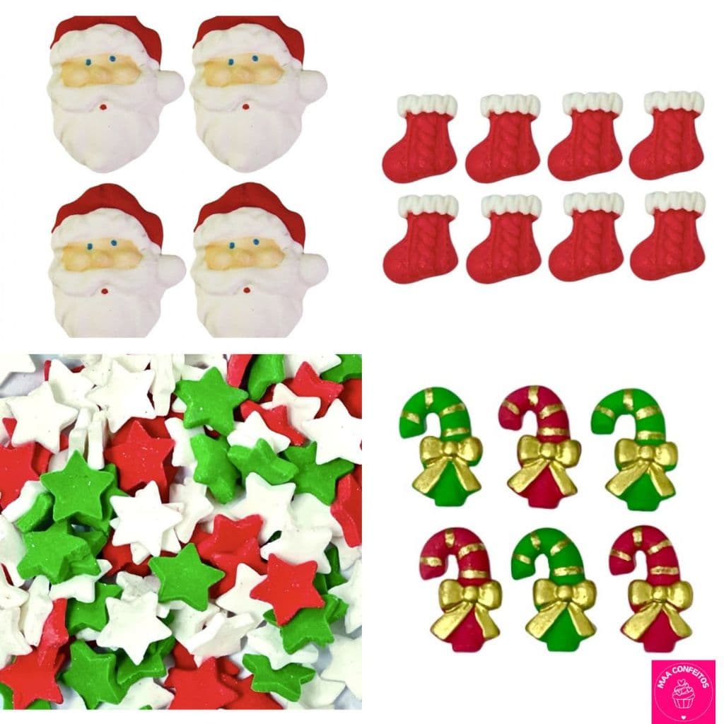 Confeitos de açúcar 100% comestíveis Natalinos Natal Sprinkles - Jady Confeitos