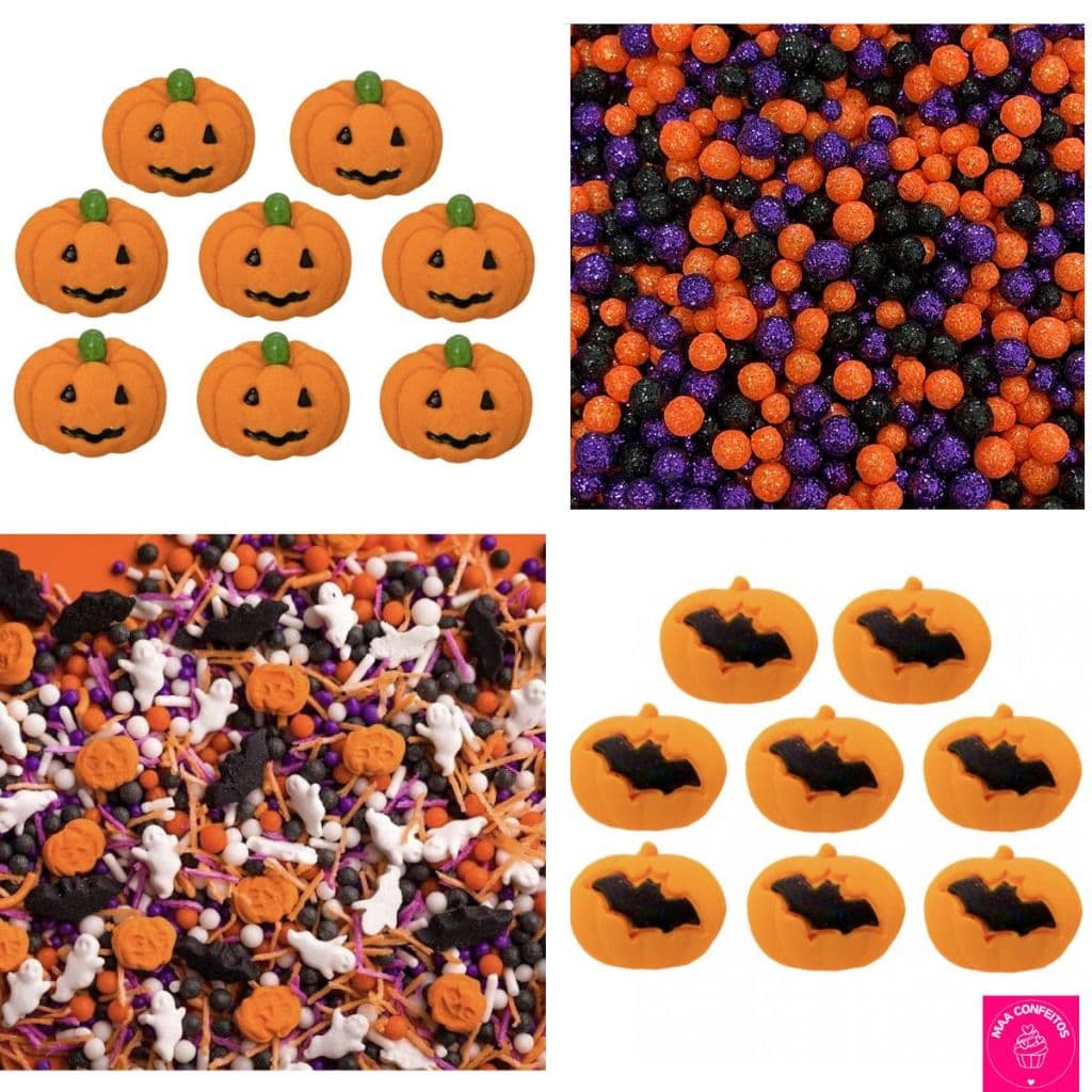 Confeitos de açúcar 100% comestíveis Halloween - Diversas Opções -  Jady Confeitos