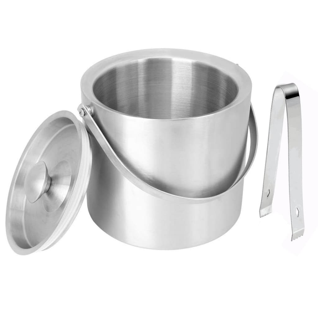Balde De Gelo Tampa E Pegador Aço Inox Parede Dupla