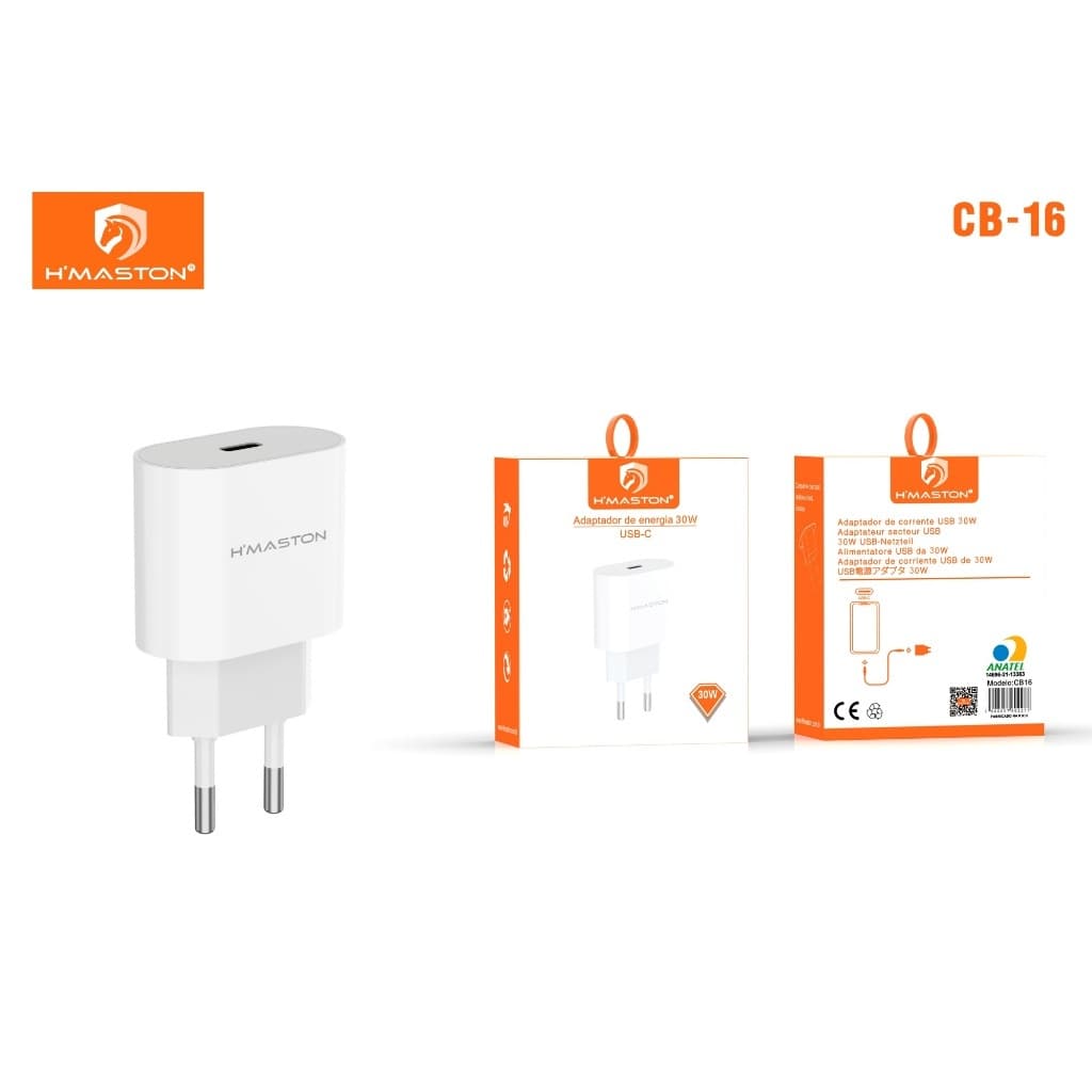 Fonte Caixa Carregador Turbo Tipo USB-C para Iphone 30w Compativel iPhone 17 16 15 14 13 12 11 XR X