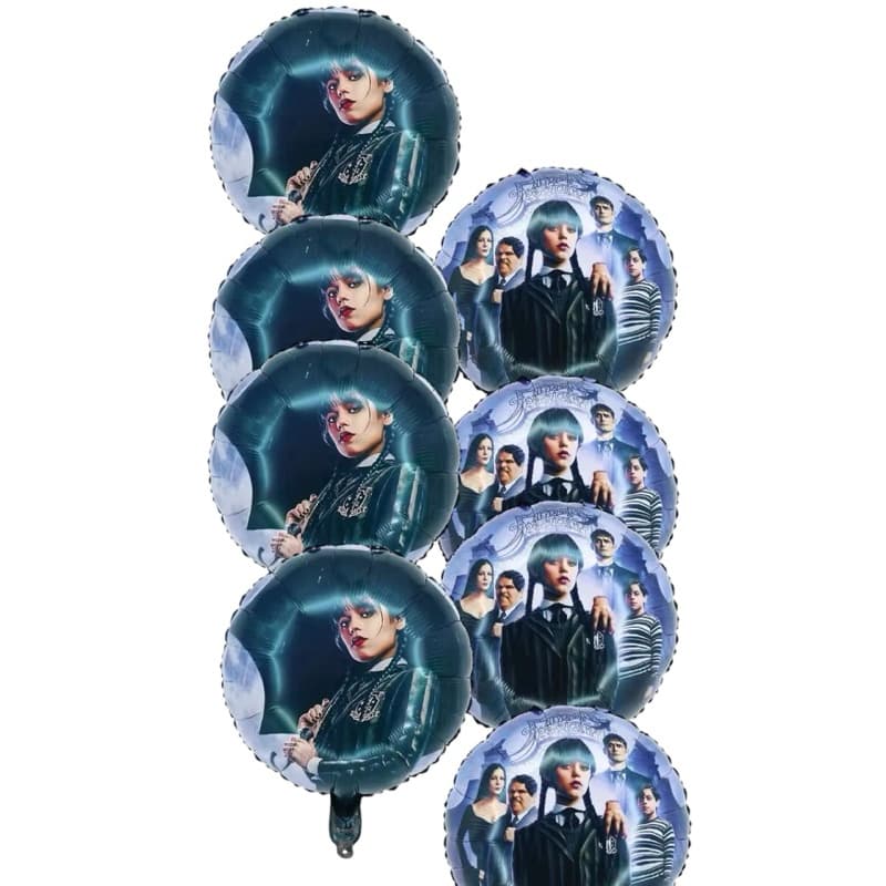10pcs  Balão metalizado Wandinha para decoração de aniversário e festa Frente e Verso