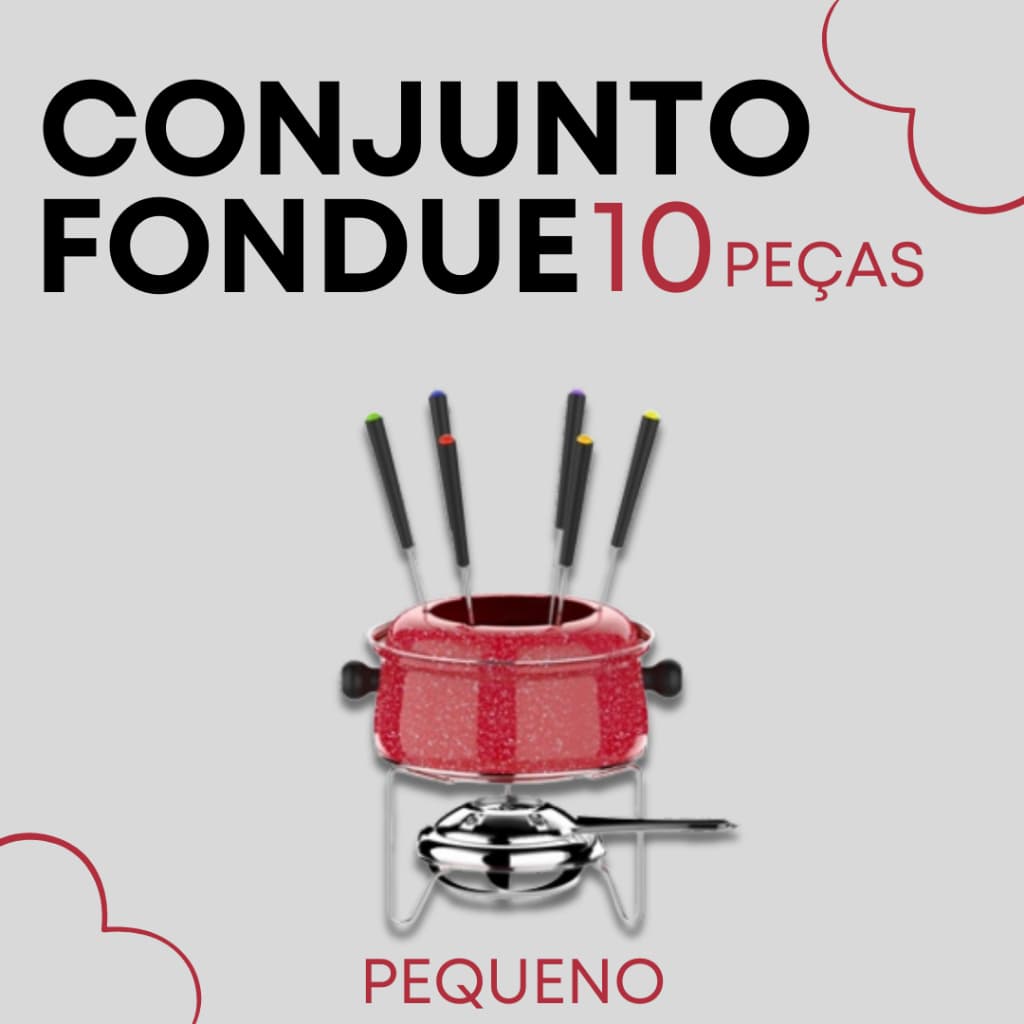 Aparelho Fondue Pequeno 10 Peças Até 6 Pessoas Doce E Salgados Revestida Com Antiaderente