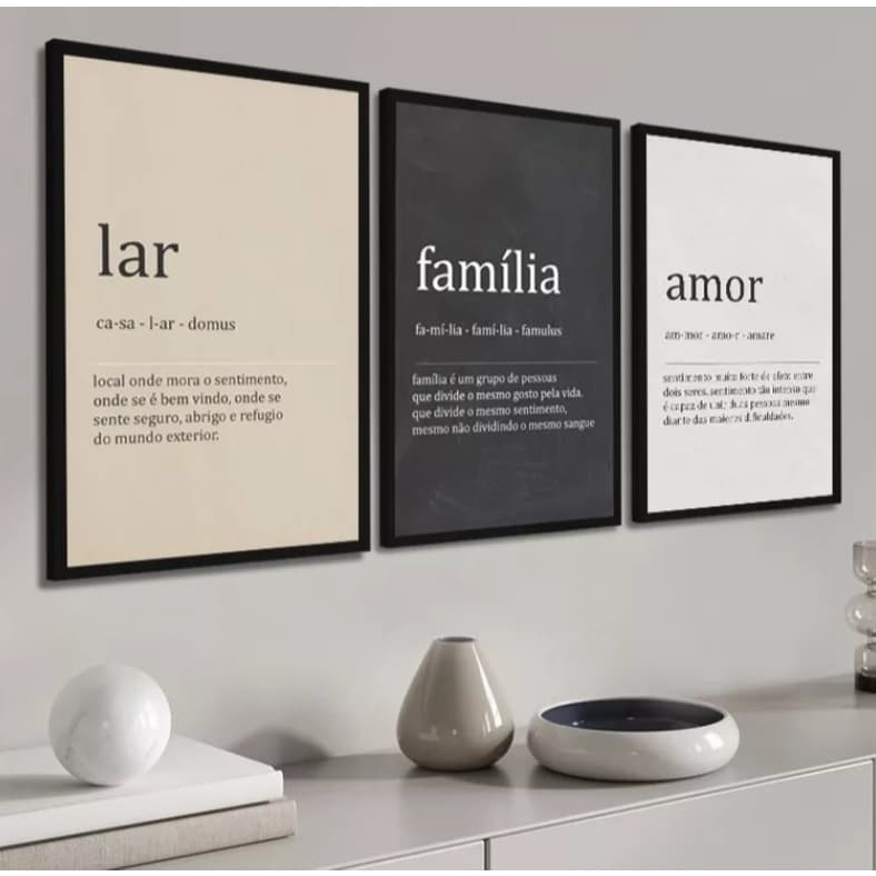 Kit 3 Peças Quadro Decorativo Lar Família Amor Sua Casa Com Um Toque De Amor Quarto Sala Hall Copa