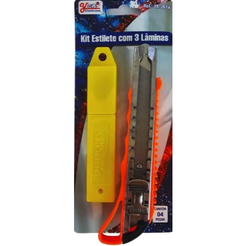 KIT ESTILETE COM 4 PEÇAS ( 1 ESTILETE E 3 LÂMINAS )