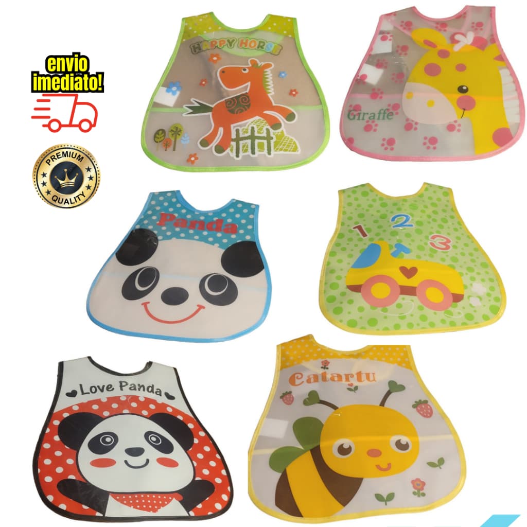Babador Impermeavel Kit 3 Avental Colete Infantil Bebê Criança Menino Menina