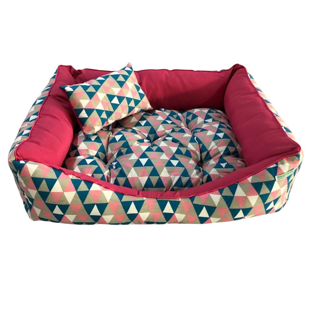 Caminha cachorro pet Luxo GEOMÉTRICA ROSA, com travesseiro exclusivo,