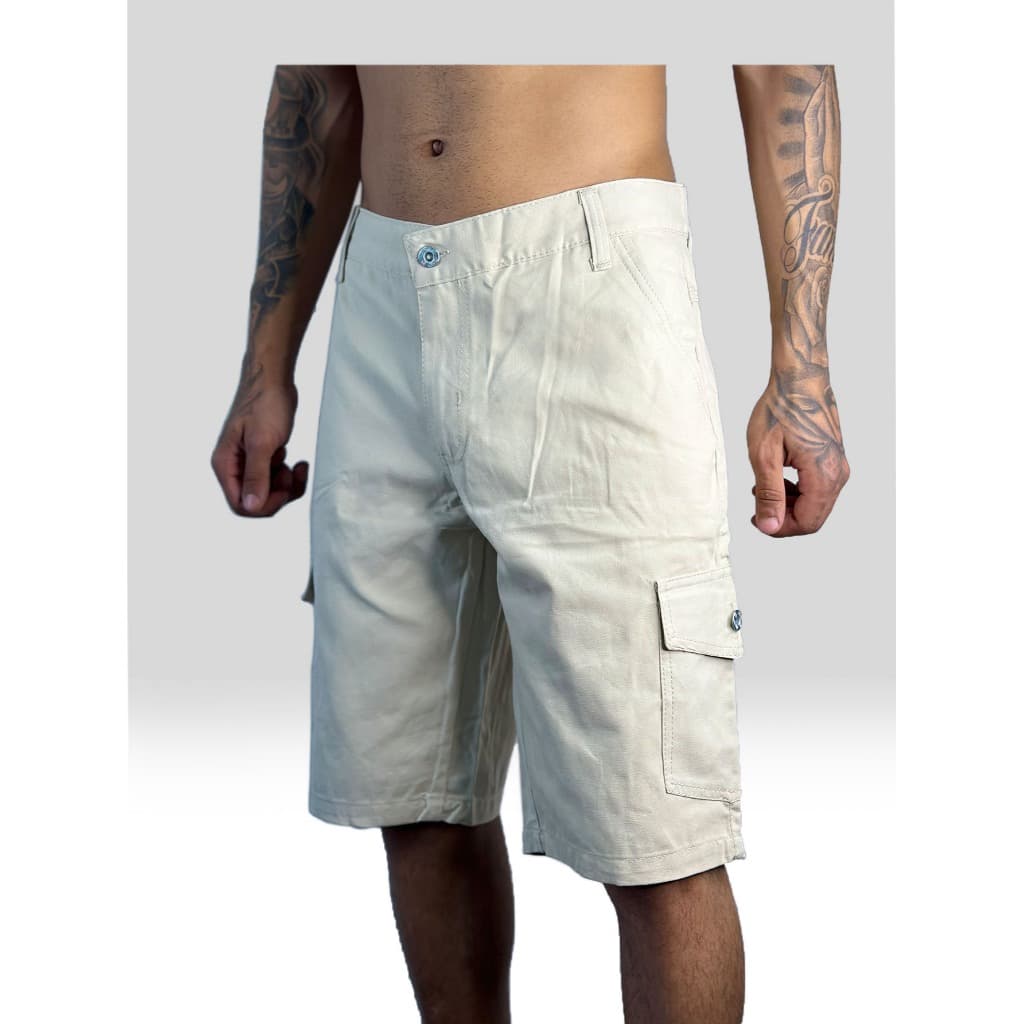 Bermuda Masculina   Varias Cores com 6 Bolsos Cargo Brim